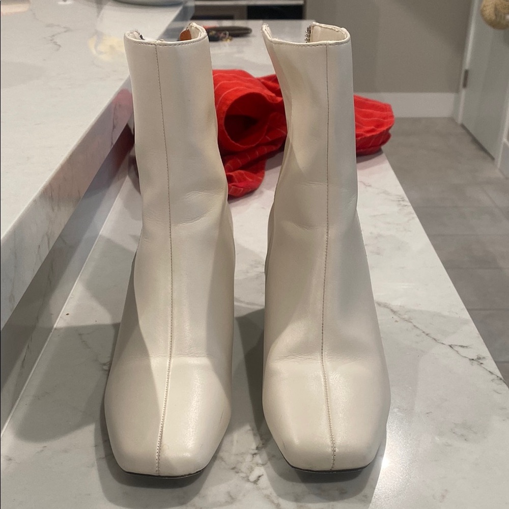 French Connection Tess Snakeskin Square Toe Faux Leather Ankle Booties